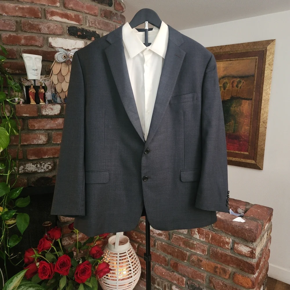 Ralph Lauren Charcoal Gray Wool Suit Blazer Jacket Size 50R
